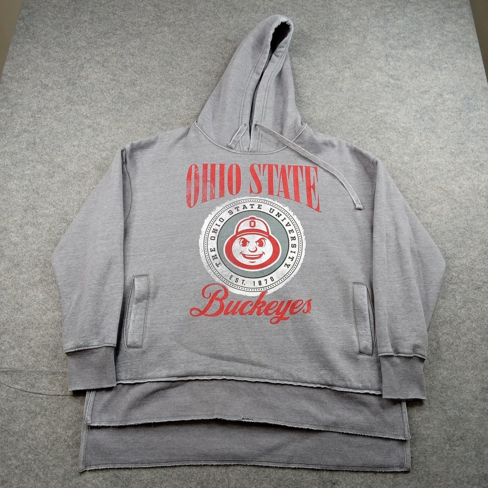 Ohio State Buckeyes Hoodie Womens Large Gray NCAA Football Pressbox Tunic